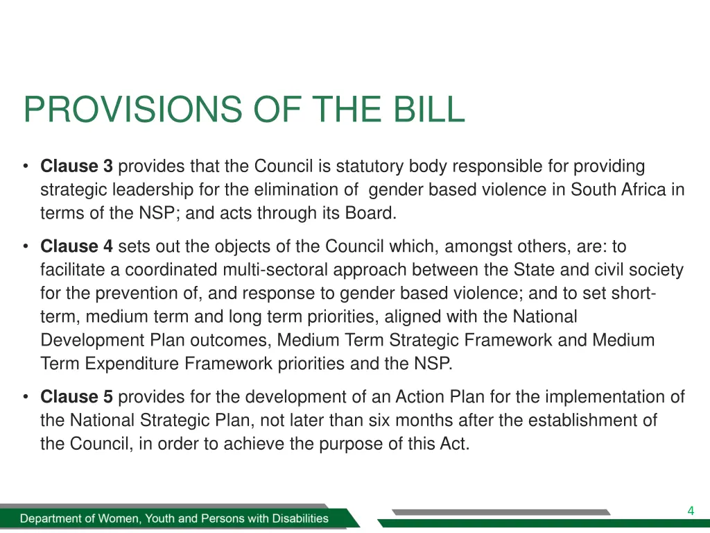 provisions of the bill 1