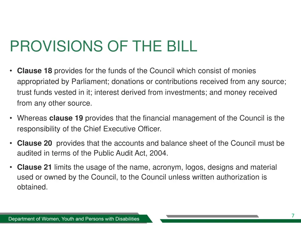 provisions of the bill 4