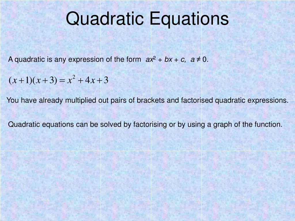 quadratic equations