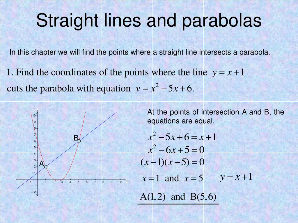 straight lines and parabolas
