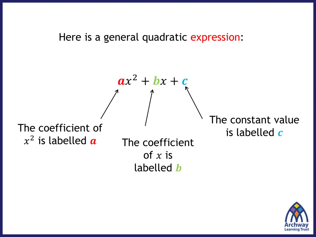 here is a general quadratic expression