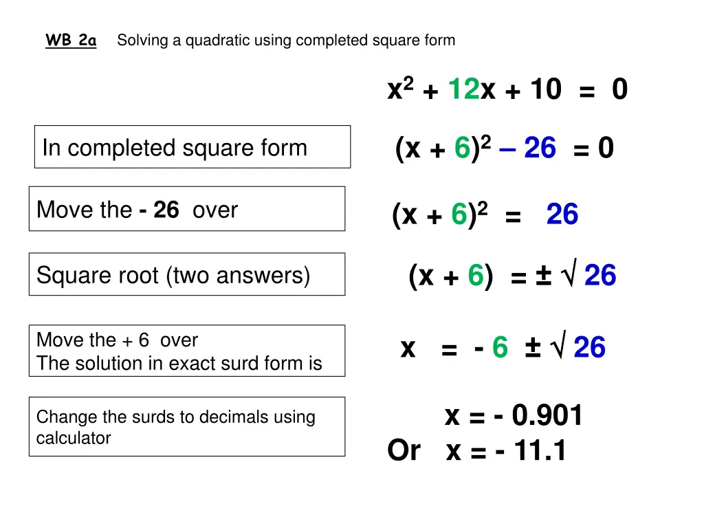 wb 2a solving a quadratic using completed square