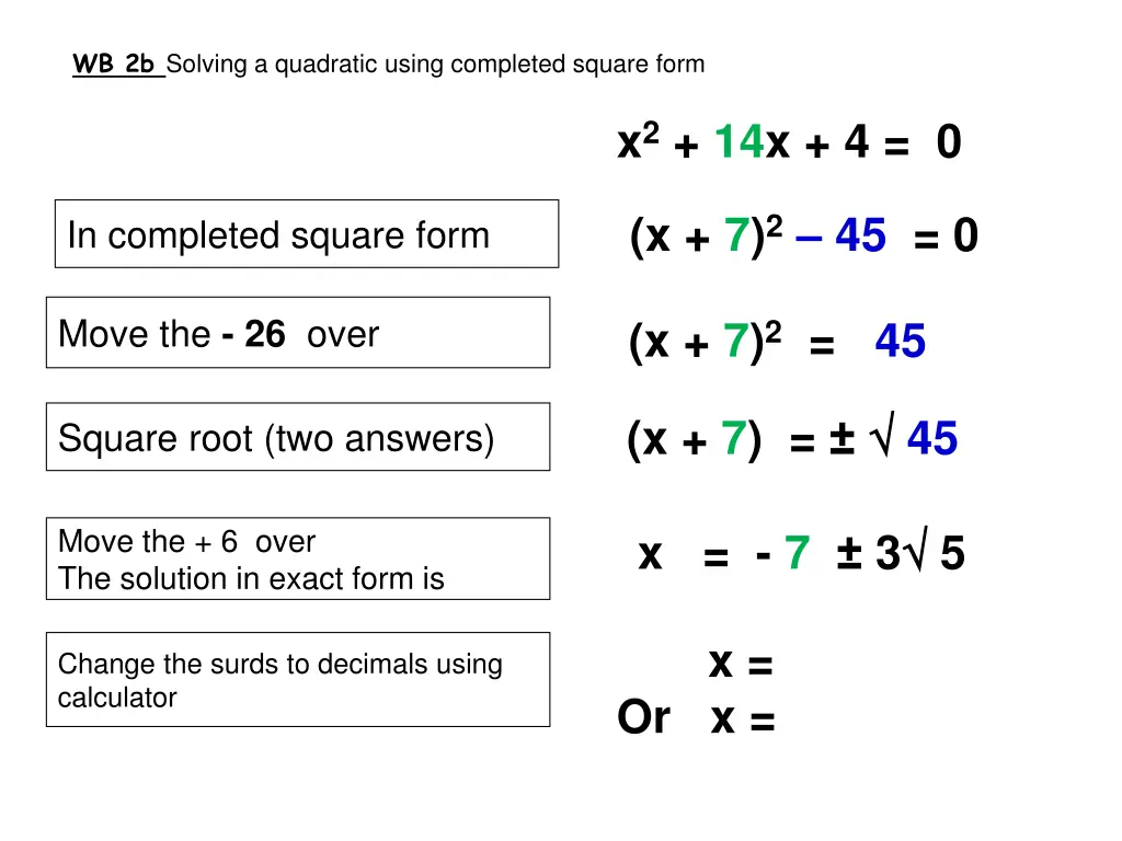 wb 2b solving a quadratic using completed square
