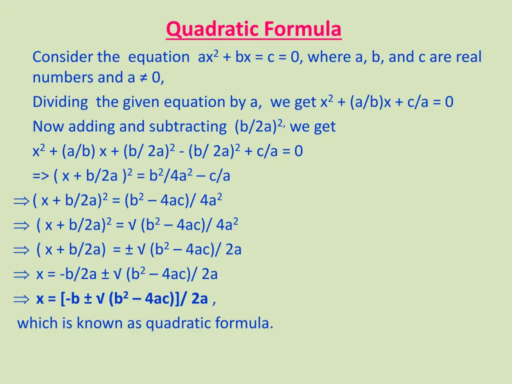 quadratic formula