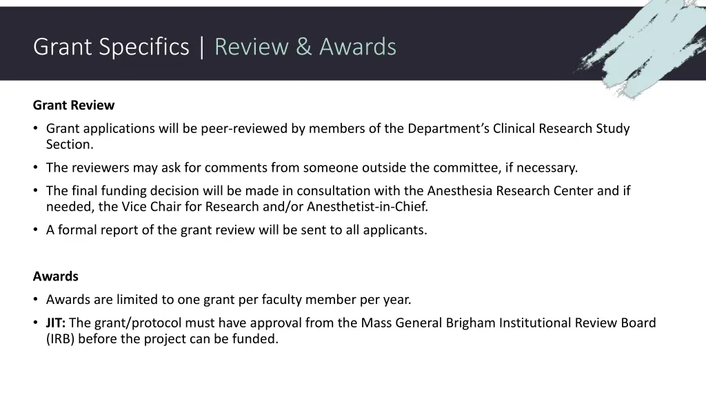 grant specifics review awards