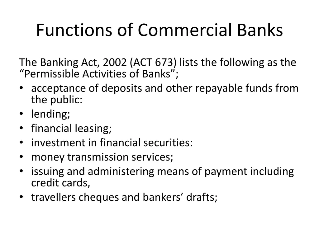 functions of commercial banks