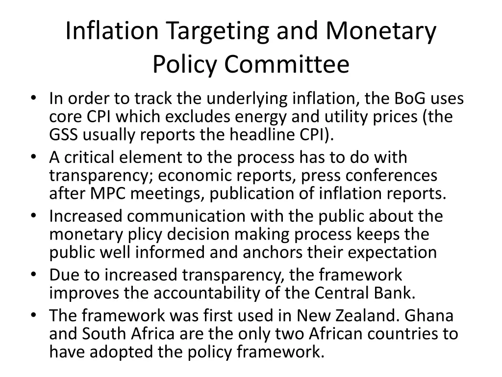 inflation targeting and monetary policy committee 1