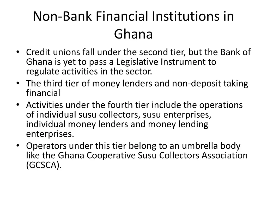 non bank financial institutions in ghana credit