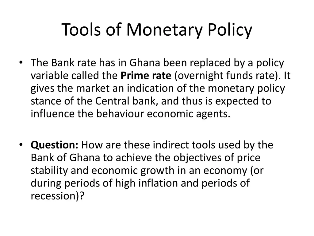 tools of monetary policy