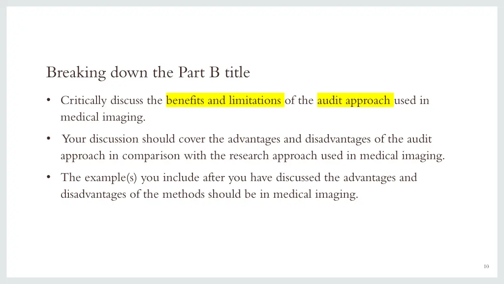breaking down the part b title