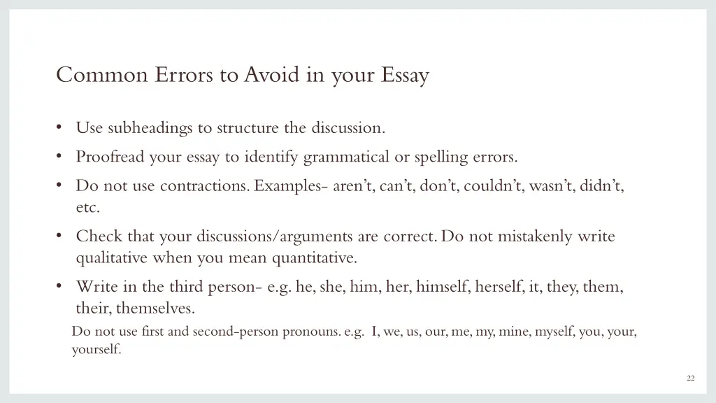 common errors to avoid in your essay