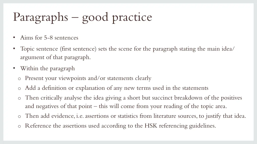 paragraphs good practice