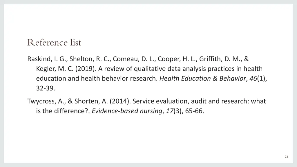 reference list