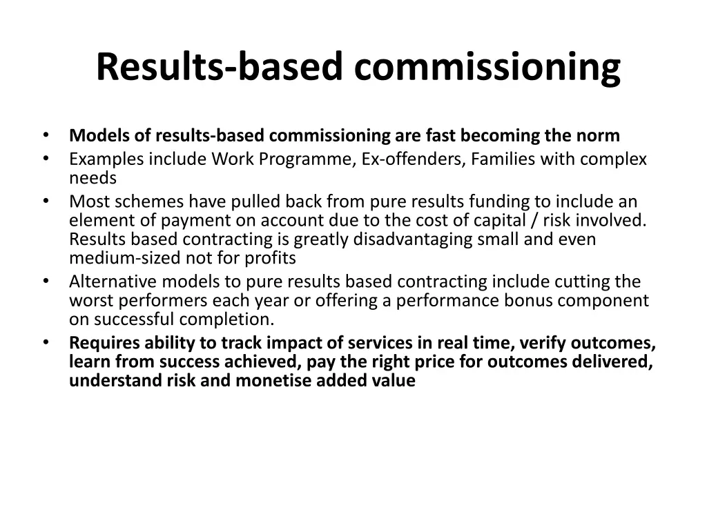 results based commissioning