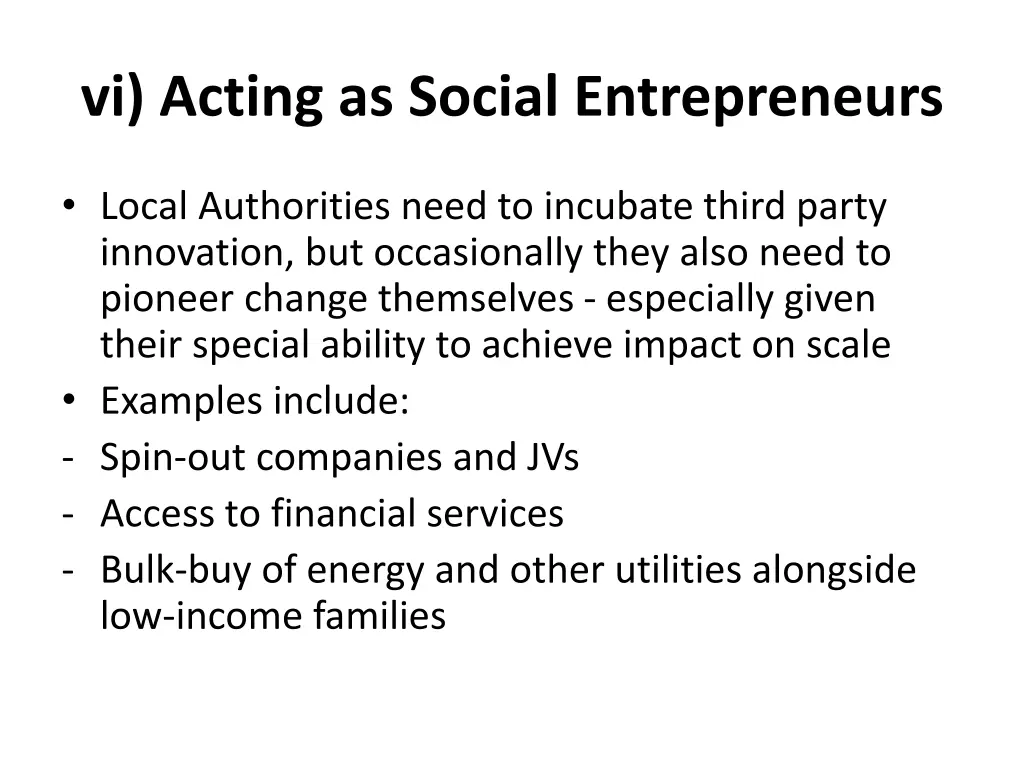 vi acting as social entrepreneurs