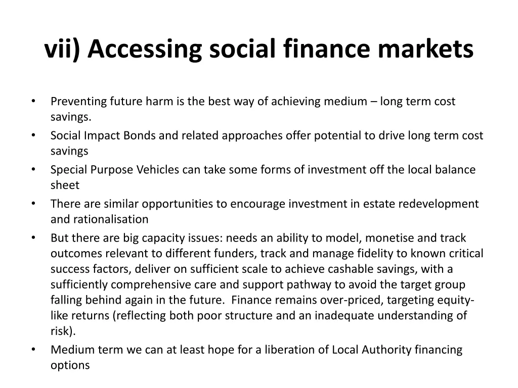 vii accessing social finance markets