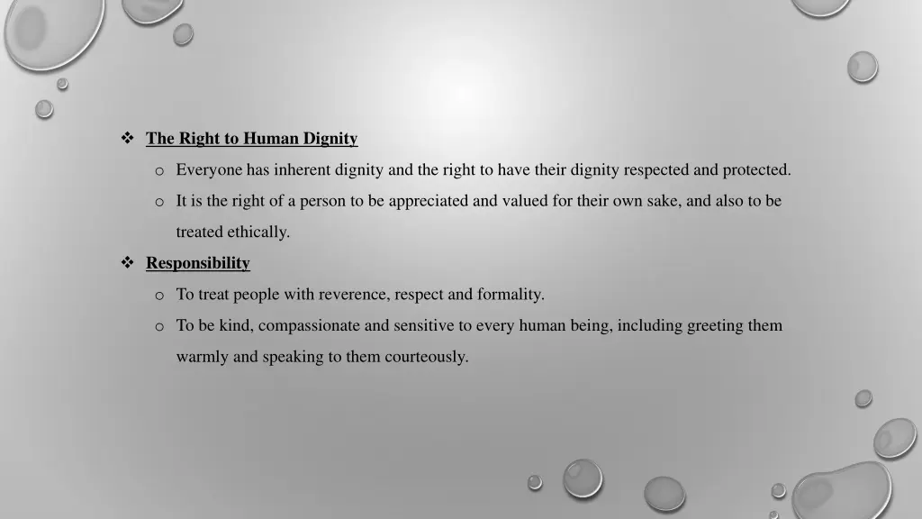the right to human dignity