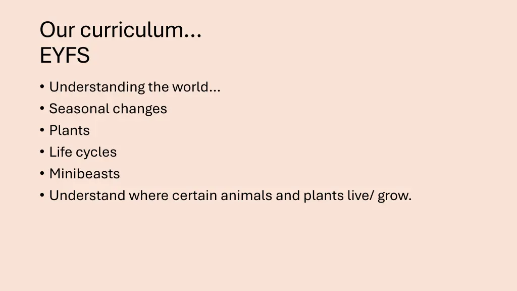 our curriculum eyfs