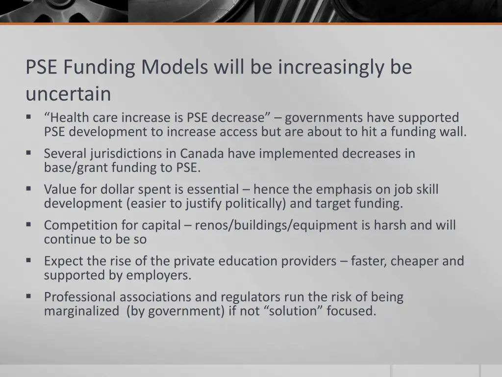 pse funding models will be increasingly