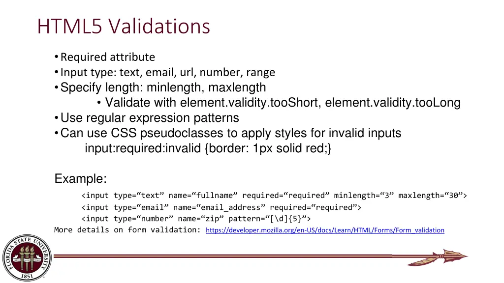 html5 validations