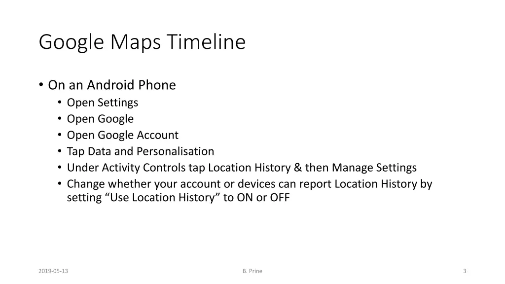 google maps timeline
