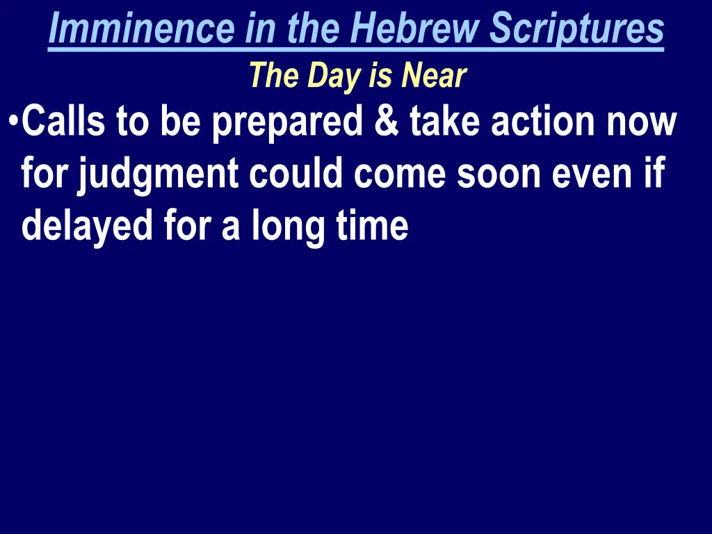 imminence in the hebrew scriptures 3