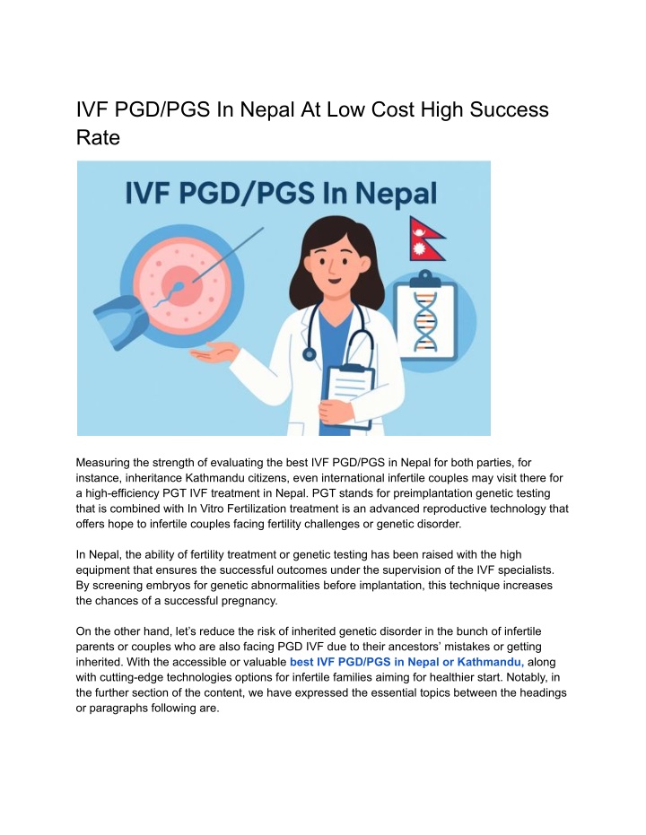 ivf pgd pgs in nepal at low cost high success rate