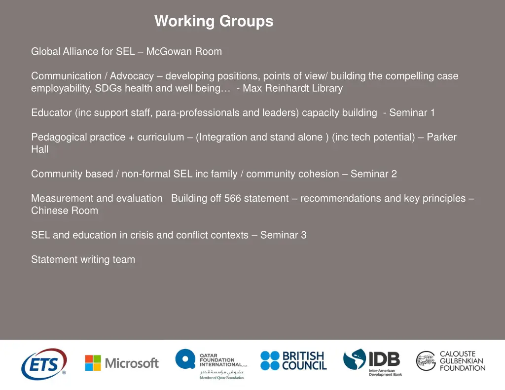 working groups