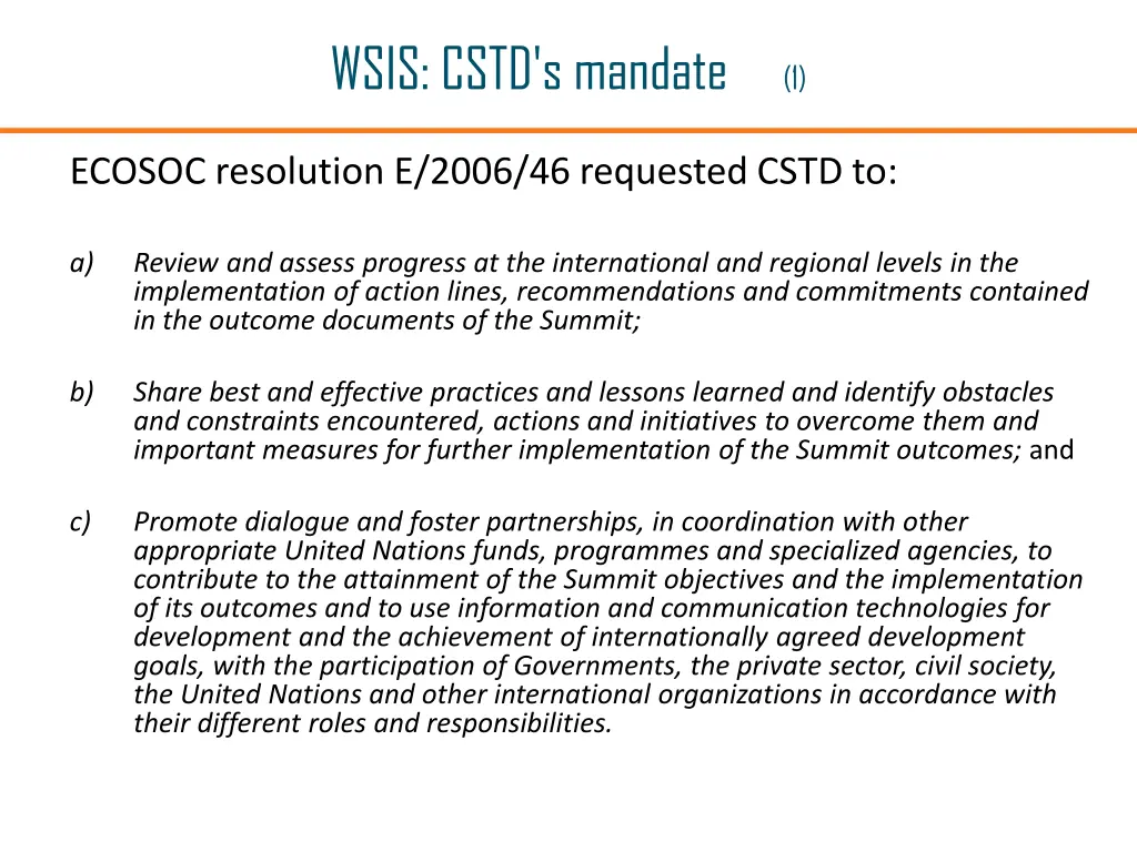 wsis cstd s mandate 1