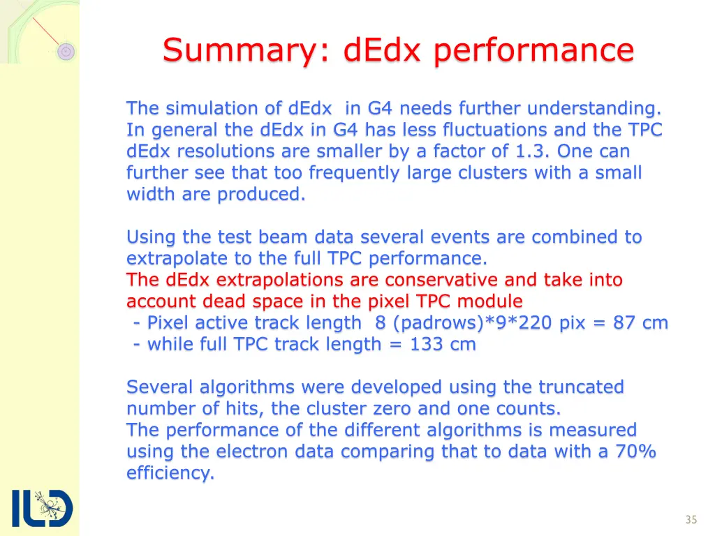 summary dedx performance