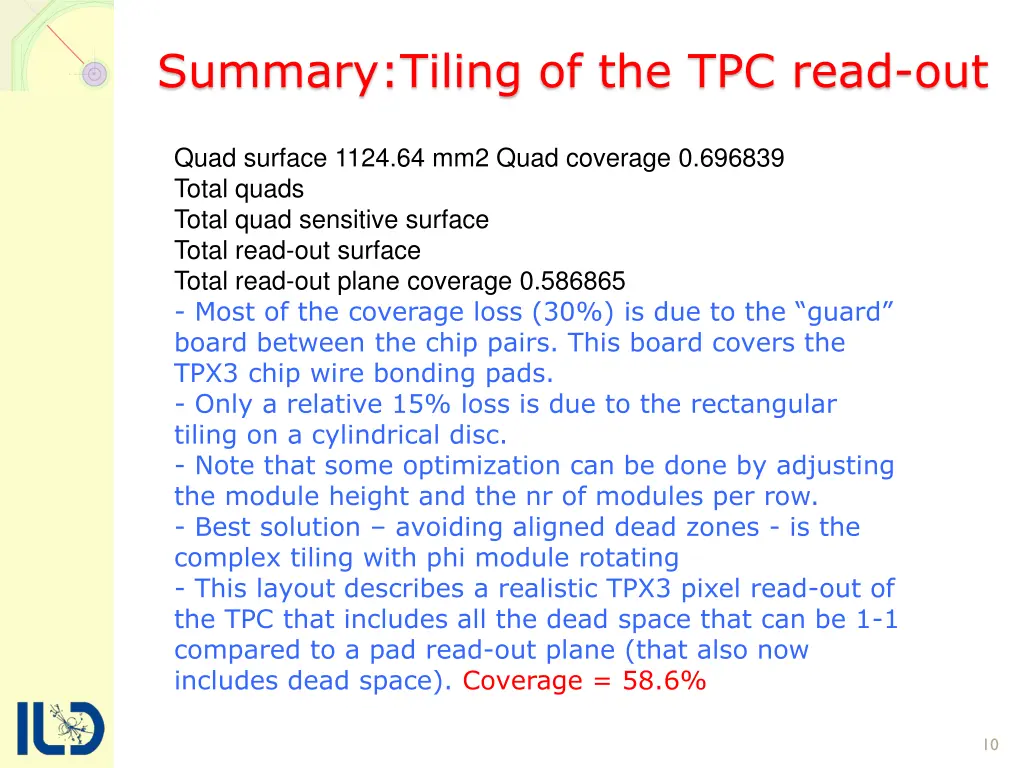 summary tiling of the tpc read out