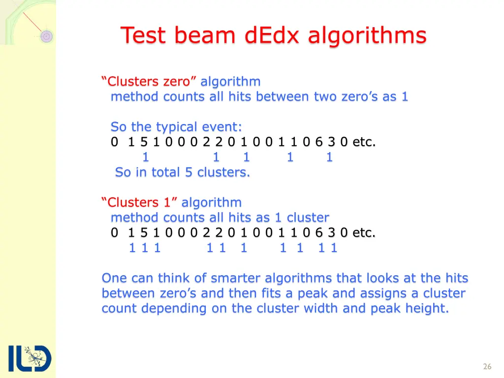 test beam dedx algorithms 1