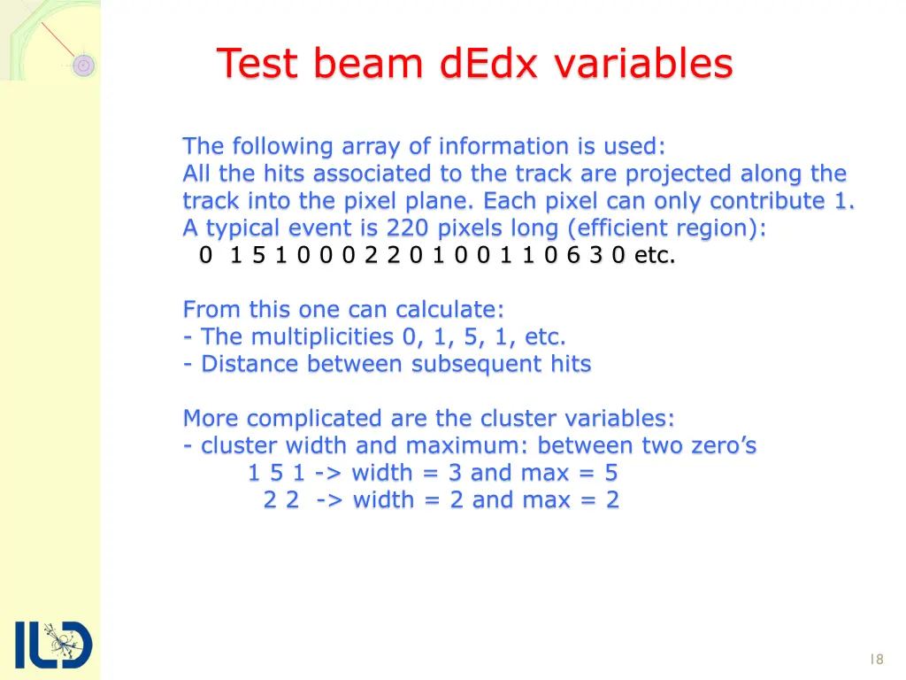 test beam dedx variables