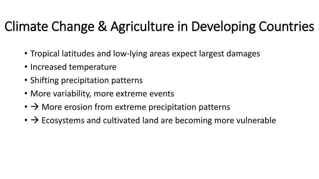 climate change agriculture in developing
