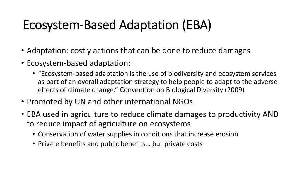 ecosystem ecosystem based adaptation eba based