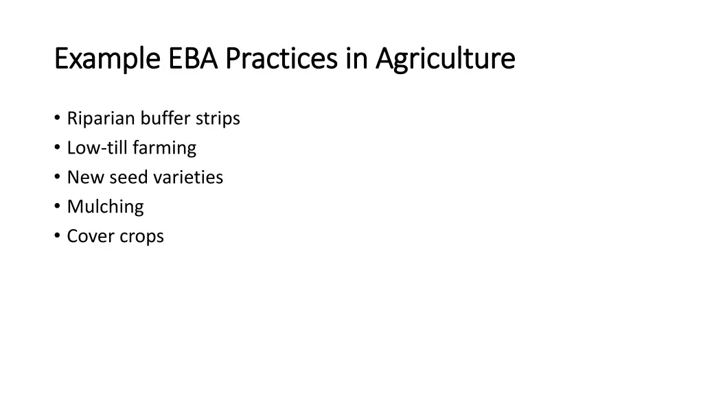example eba practices in agriculture example