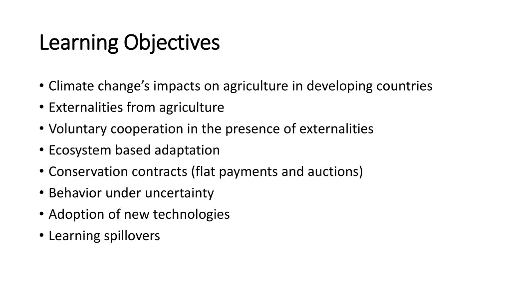 learning objectives learning objectives