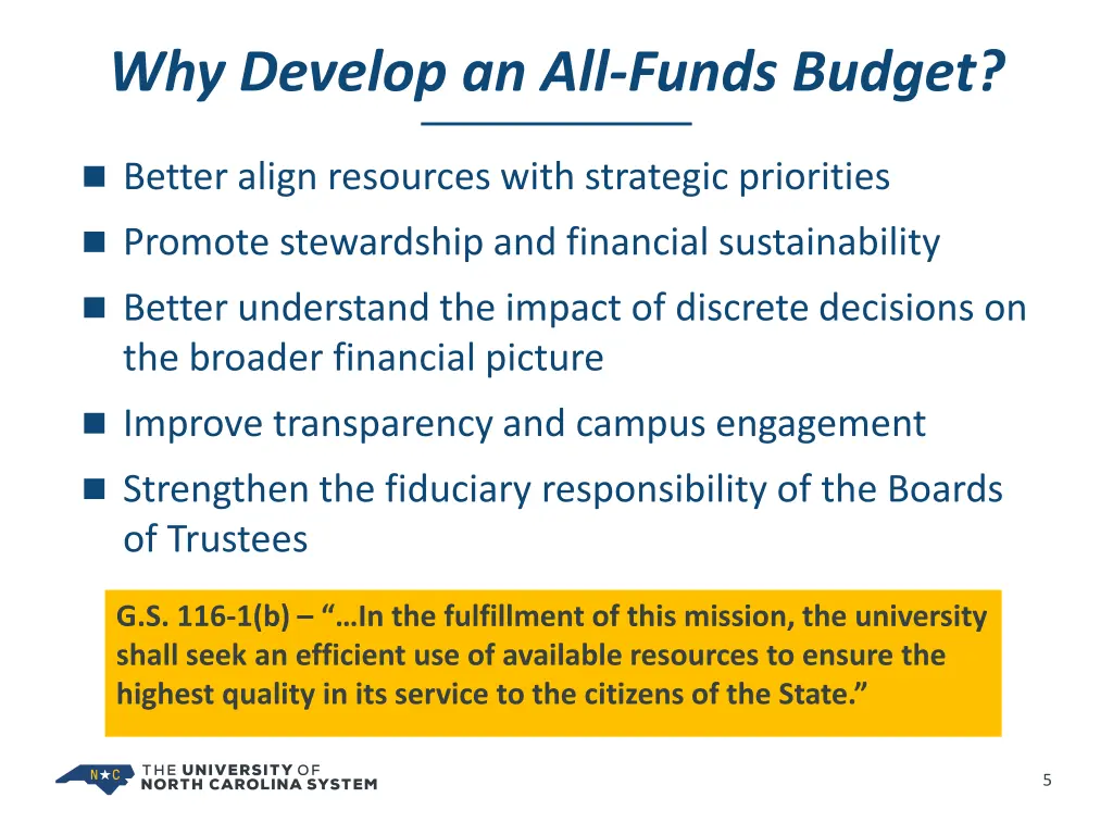why develop an all funds budget
