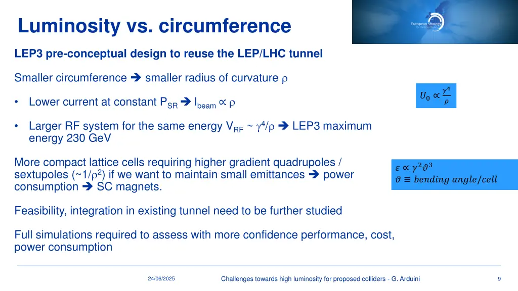 luminosity vs circumference