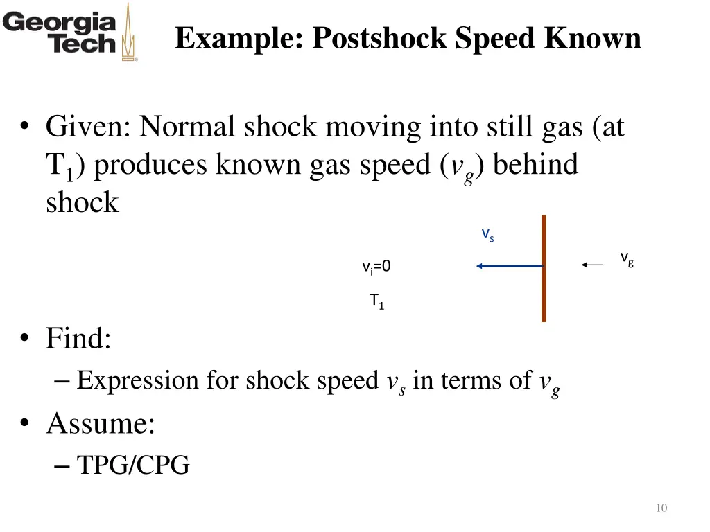 example postshock speed known