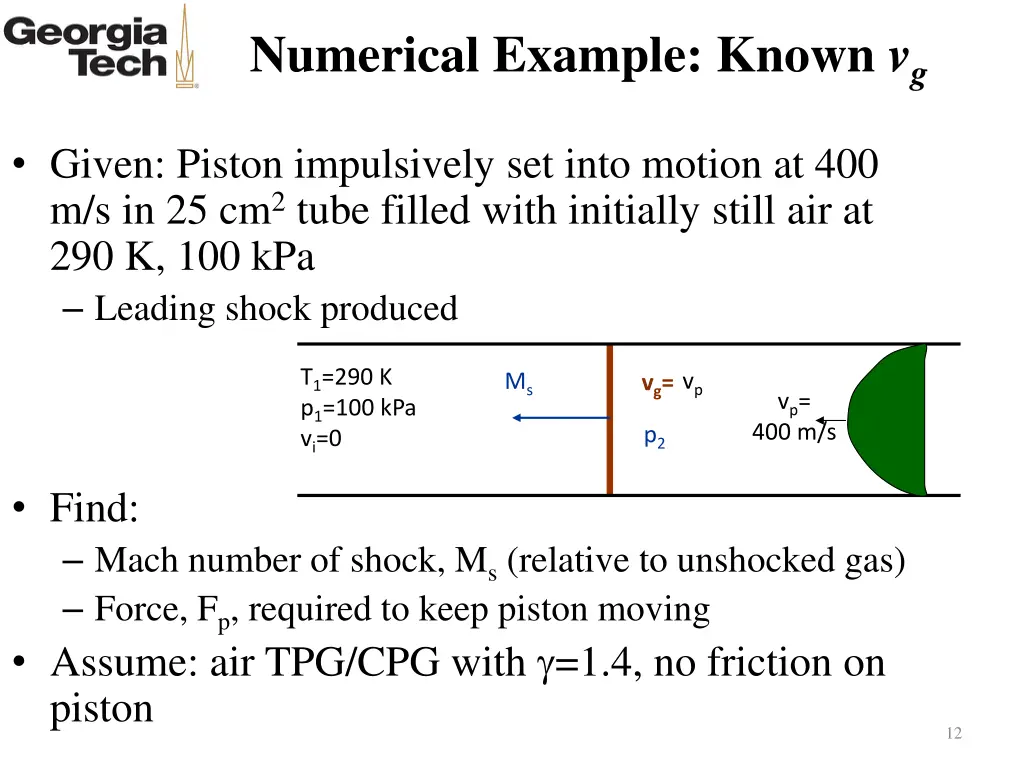 numerical example known v g