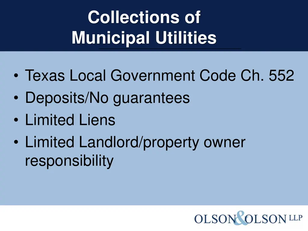 collections of municipal utilities