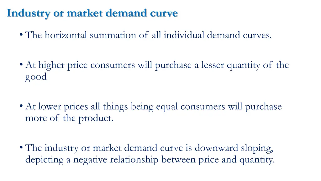 industry or market demand curve