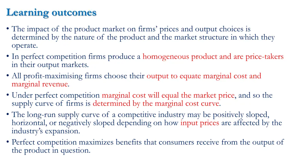 learning outcomes
