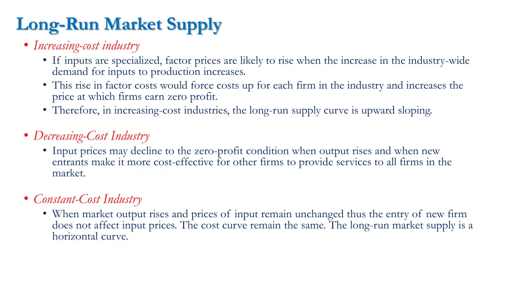long run market supply increasing cost industry