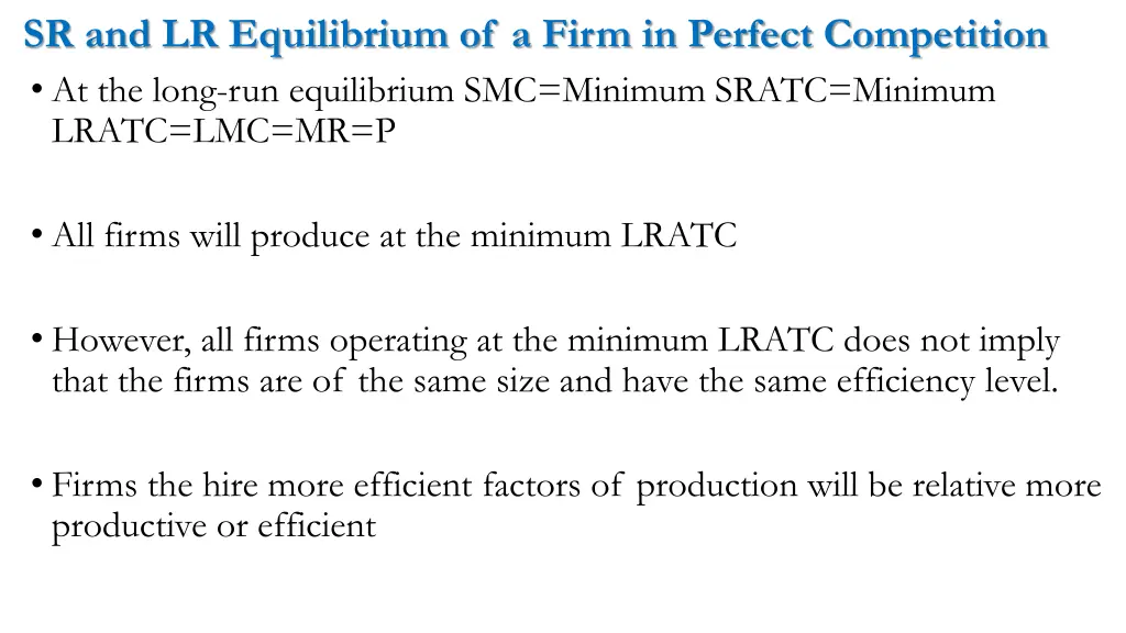 sr and lr equilibrium of a firm in perfect 2