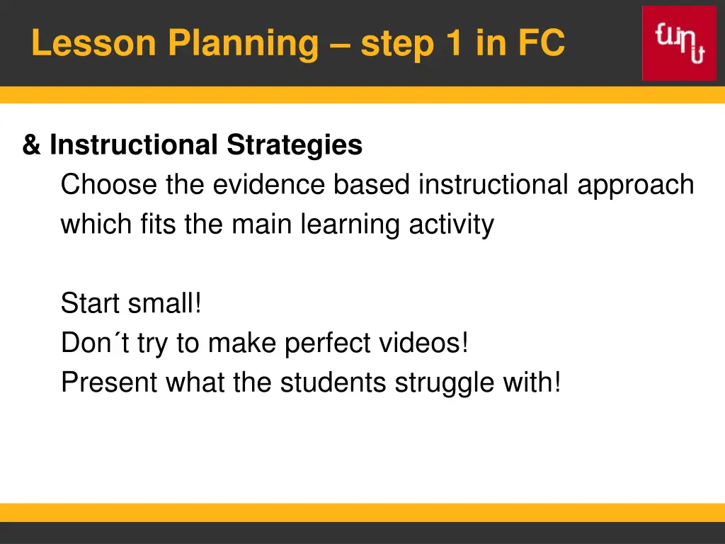 lesson planning step 1 in fc 1