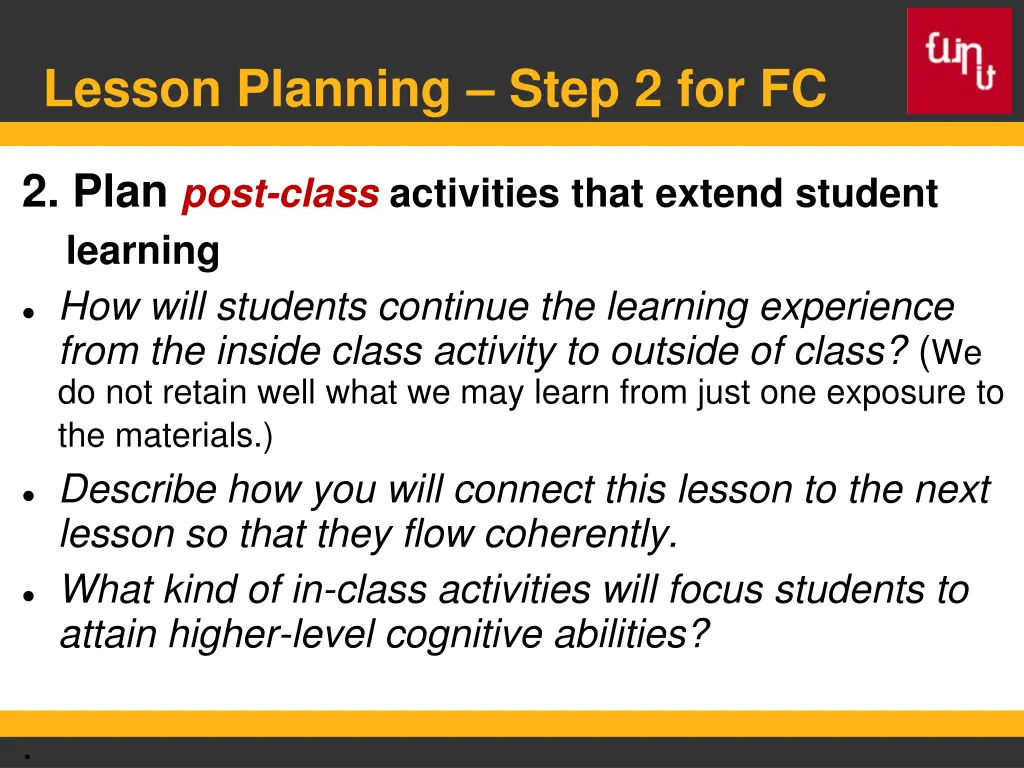 lesson planning step 2 for fc 3
