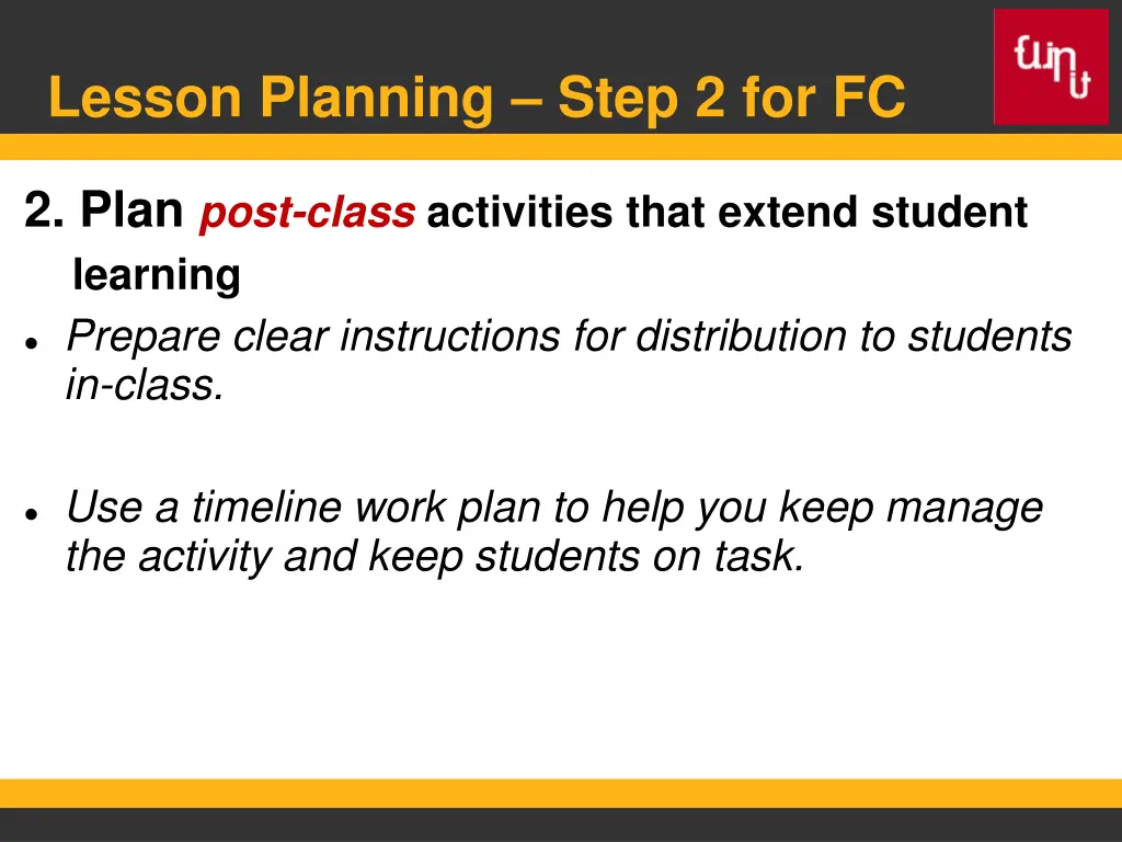 lesson planning step 2 for fc 4