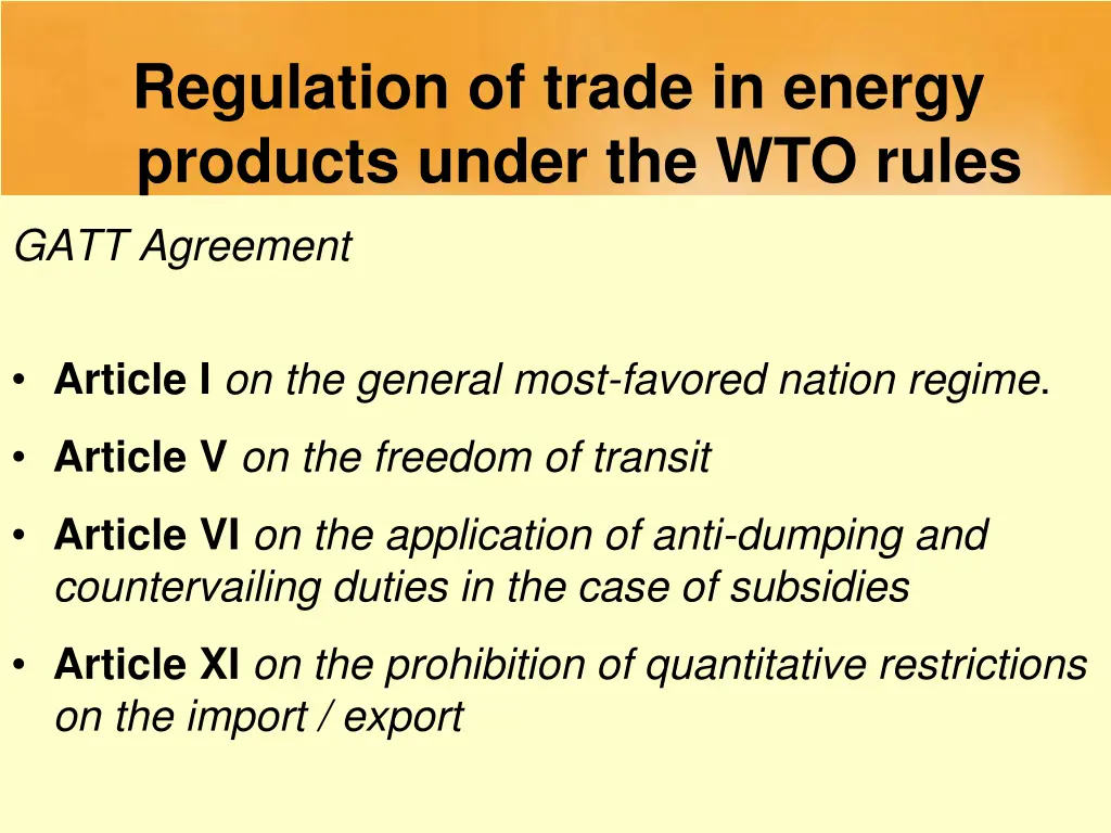 regulation of trade in energy products under
